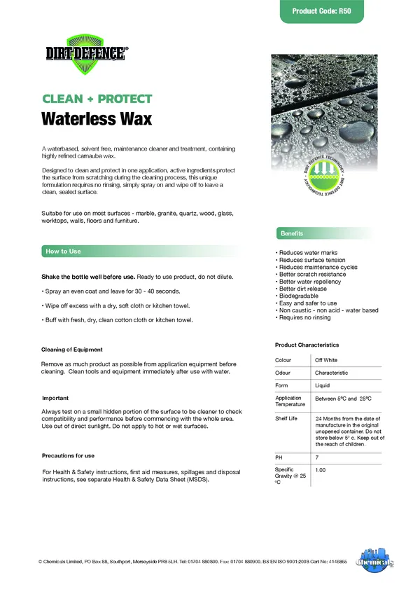 Waterless Wax Datasheet PDF 